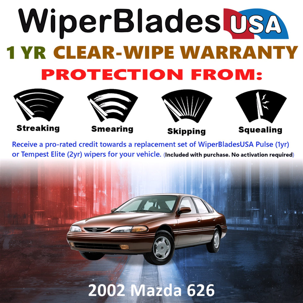 2002 Mazda 626 Front Wiper blades Set Includes 1yr Wear Warranty & Free Delivery