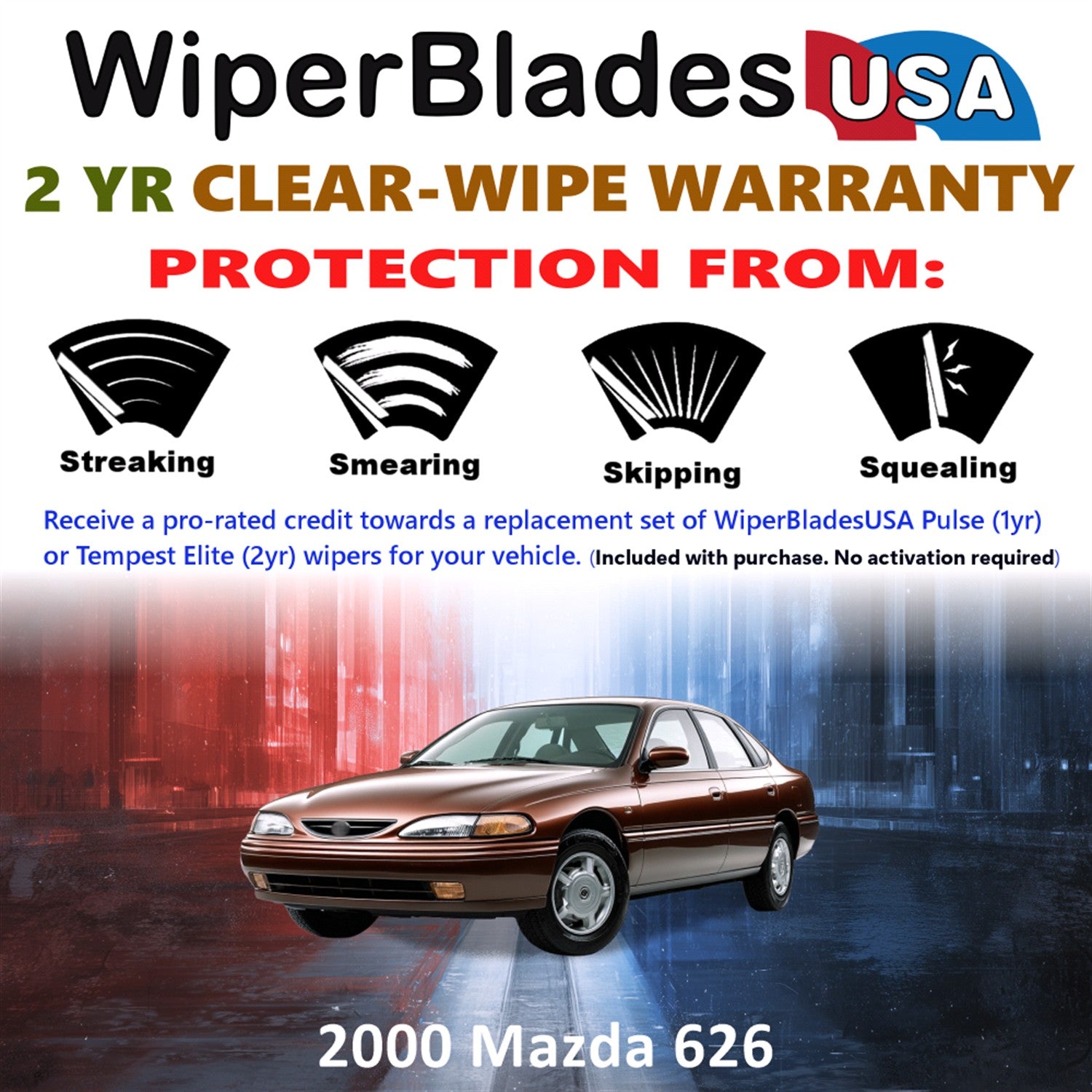 2000 Mazda 626 Front Wiper blades Set  Includes 2yr Wear Warranty & Free Delivery