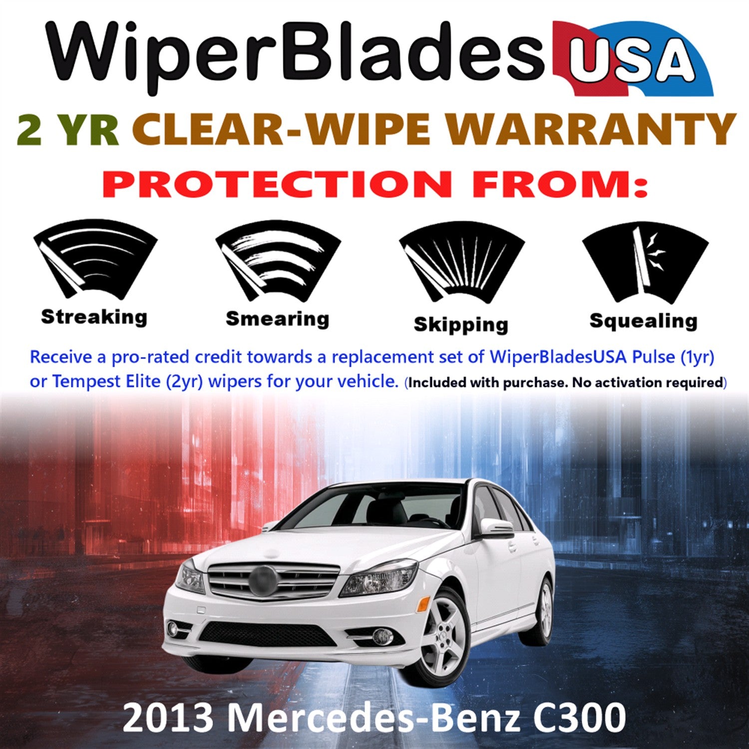 2013 Mercedes-Benz C300 Front Wiper blades Set  Includes 2yr Wear Warranty & Free Delivery