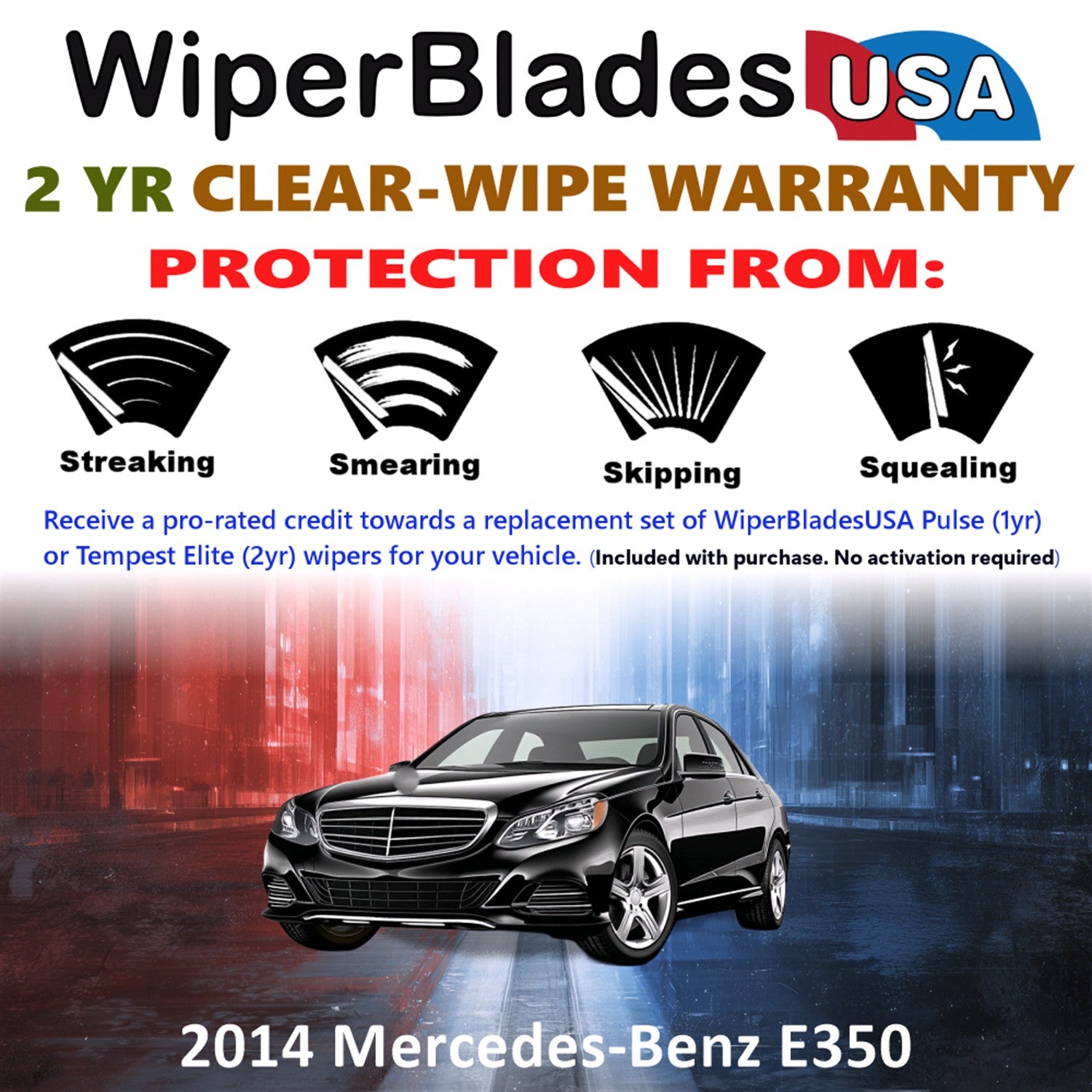 2014 Mercedes-Benz E350 Front w/Rear Wiper blades Set  Includes 2yr Wear Warranty & Free Delivery