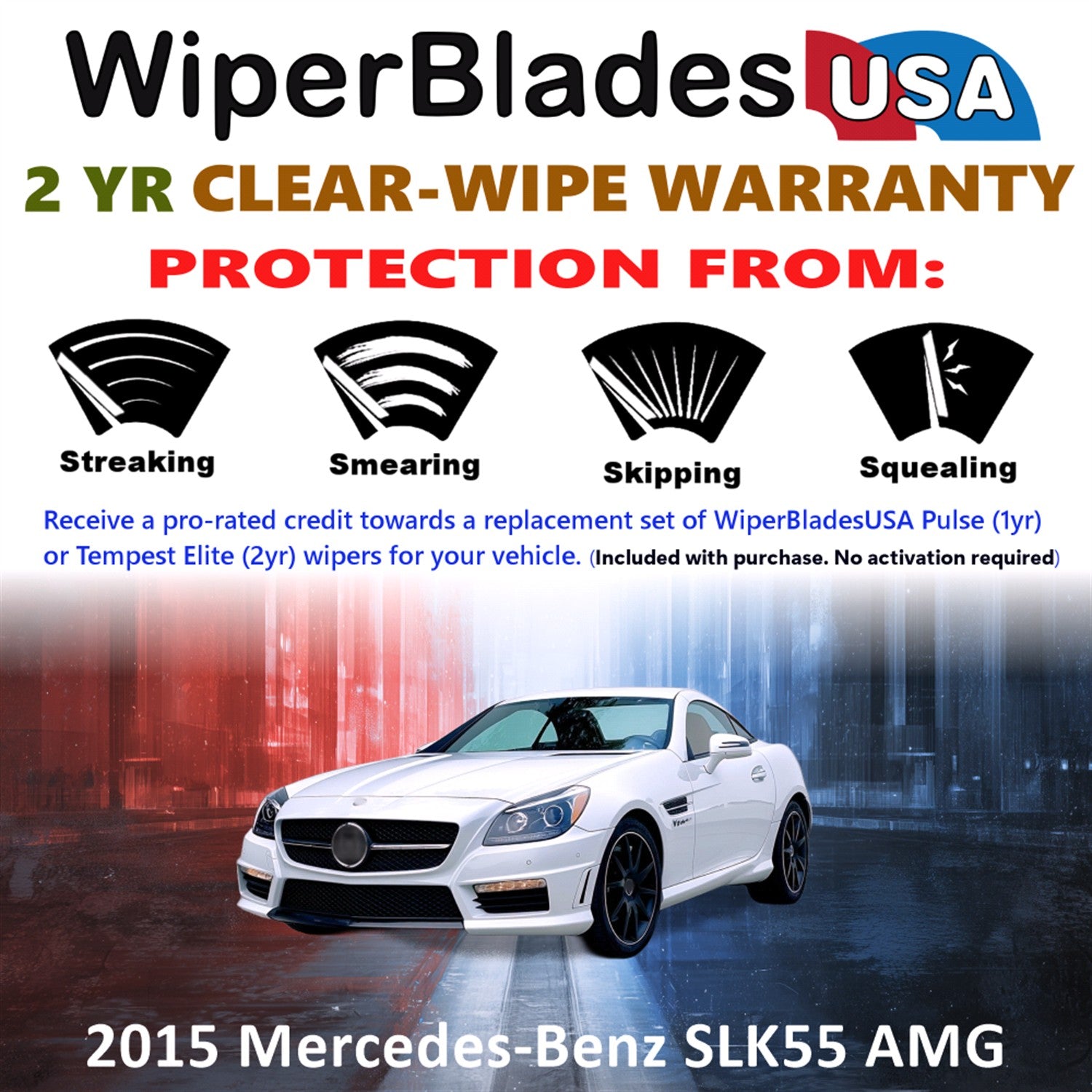 2015 Mercedes-Benz SLK55 AMG Front Wiper blades Set  Includes 2yr Wear Warranty & Free Delivery