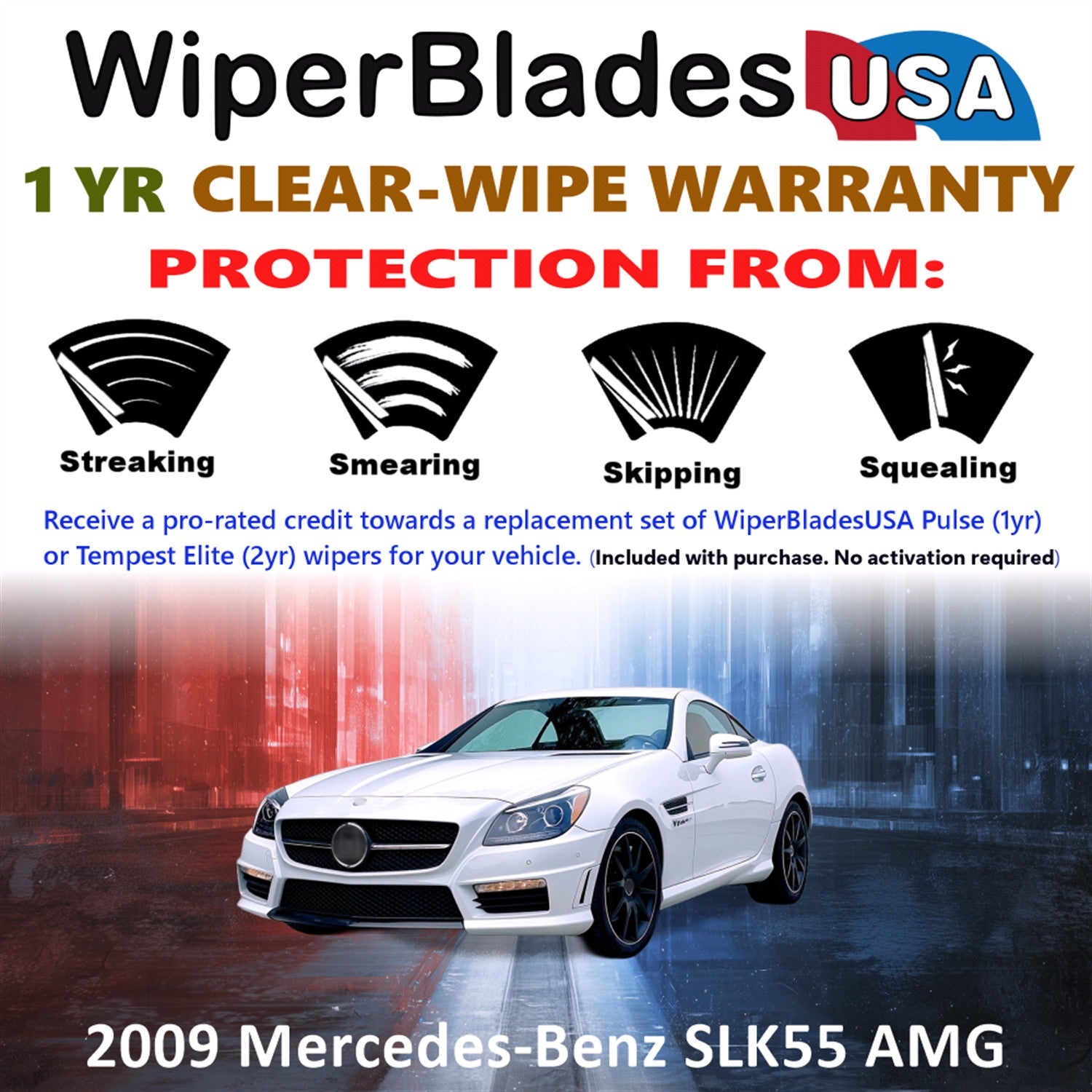 2009 Mercedes-Benz SLK55 AMG Front Wiper blades Set Includes 1yr Wear Warranty & Free Delivery