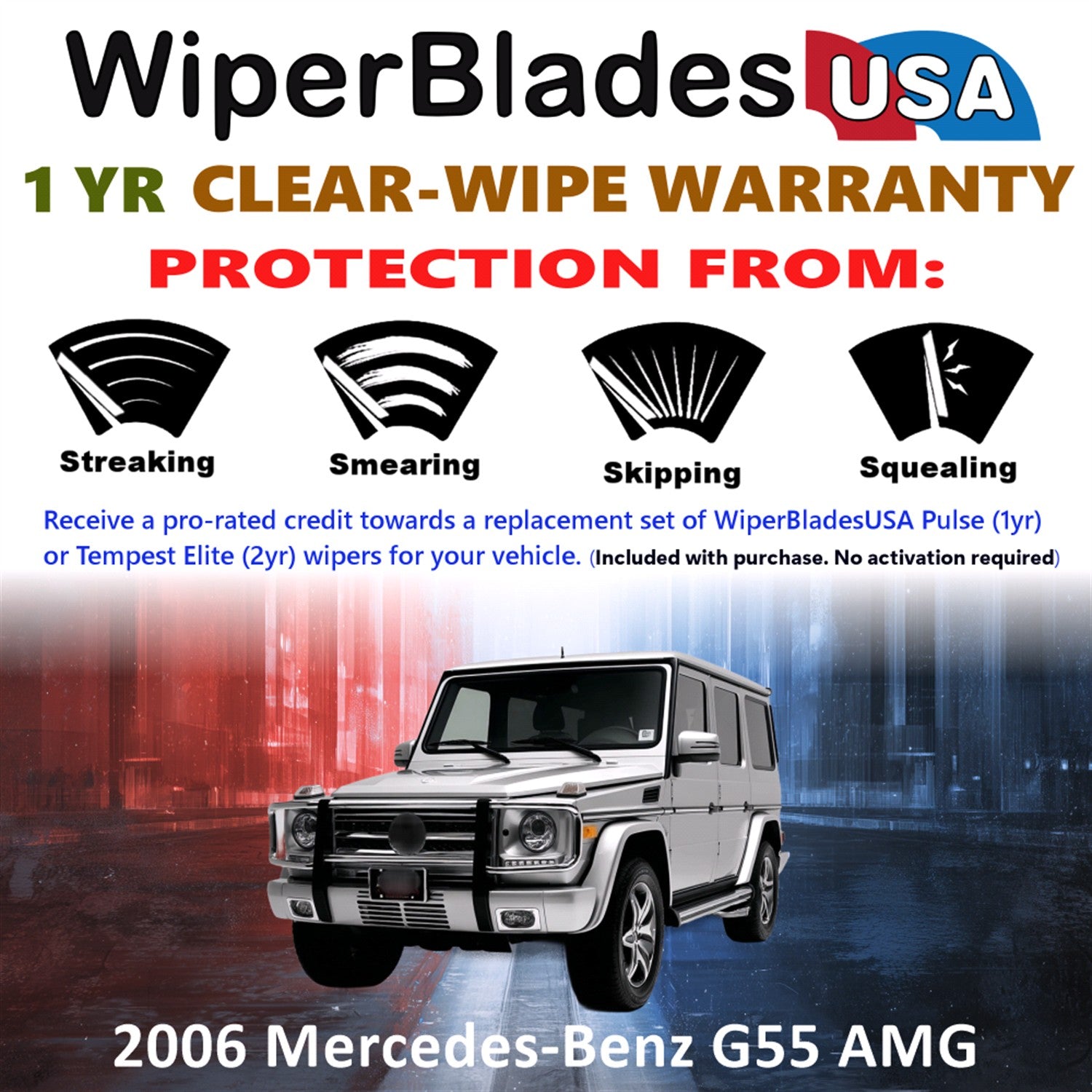 2006 Mercedes-Benz G55 AMG Front w/Rear Wiper blades Set Includes 1yr Wear Warranty & Free Delivery