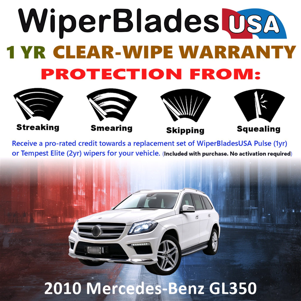 2010 Mercedes-Benz GL350 Front w/Rear Wiper blades Set Includes 1yr Wear Warranty & Free Delivery