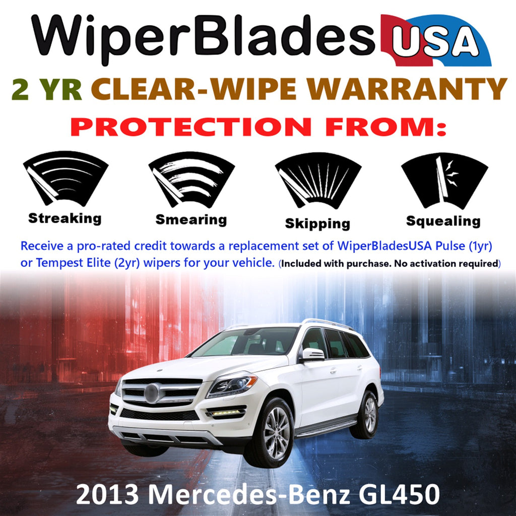 2013 Mercedes-Benz GL450 Front w/Rear Wiper blades Set  Includes 2yr Wear Warranty & Free Delivery