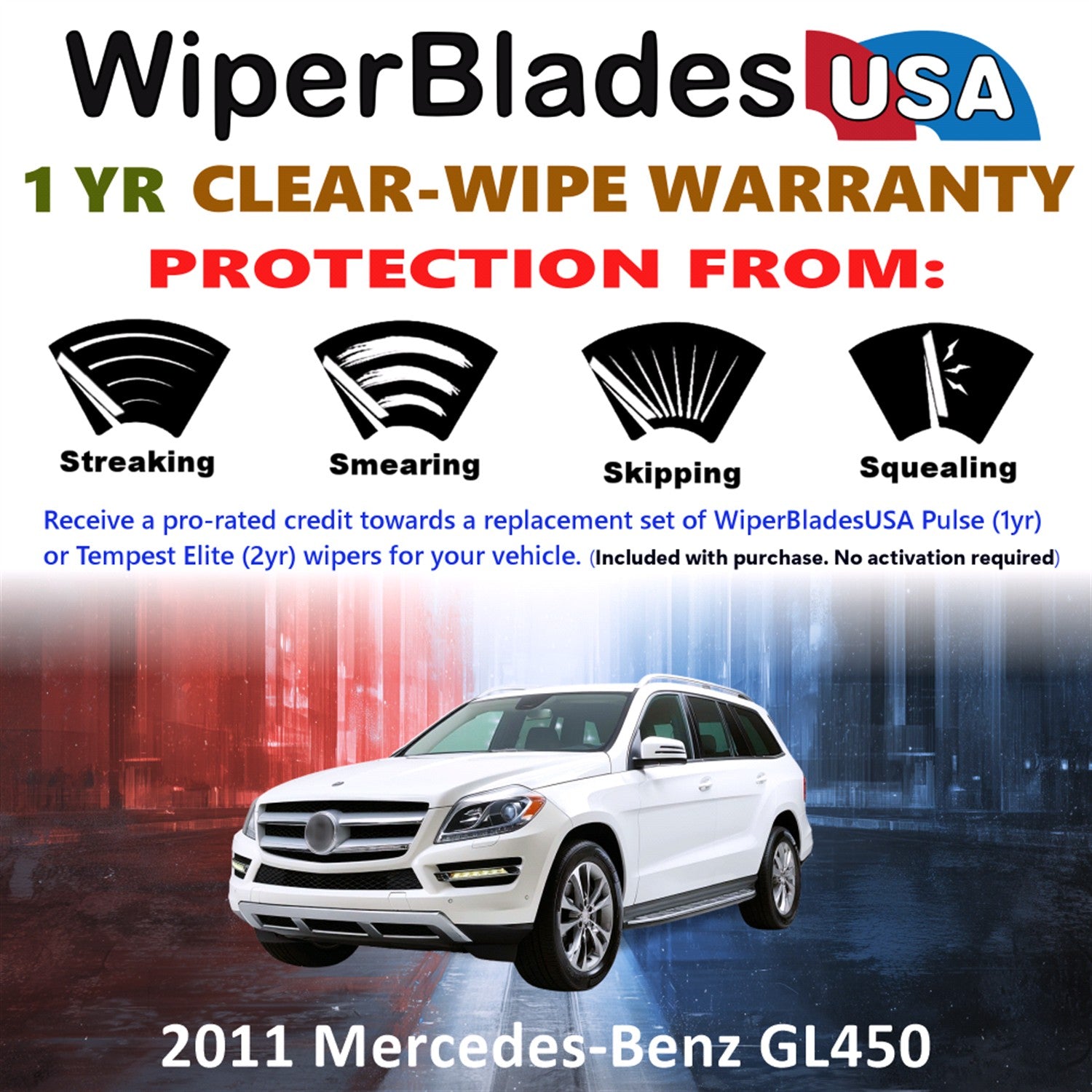 2011 Mercedes-Benz GL450 Front Wiper blades Set Includes 1yr Wear Warranty & Free Delivery