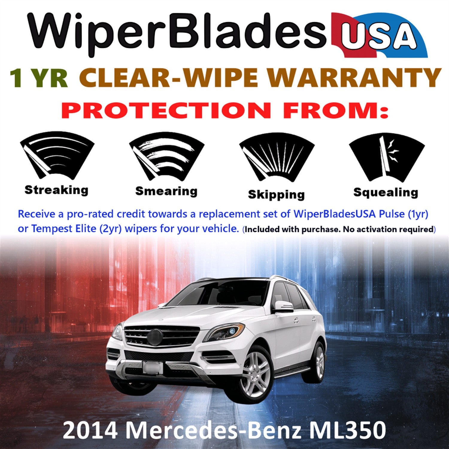 2014 Mercedes-Benz ML350 Front Wiper blades Set Includes 1yr Wear Warranty & Free Delivery
