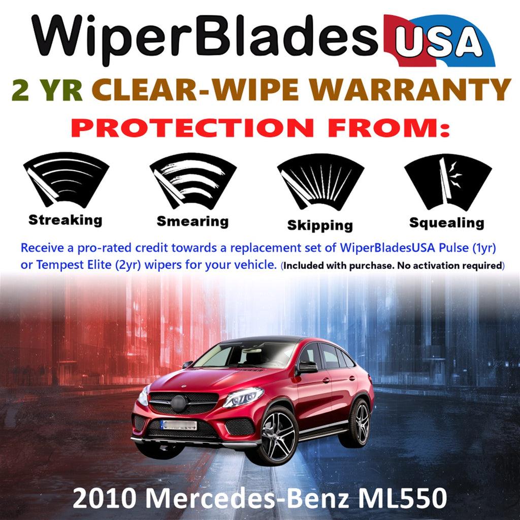 2010 Mercedes-Benz ML550 Front w/Rear Wiper blades Set  Includes 2yr Wear Warranty & Free Delivery