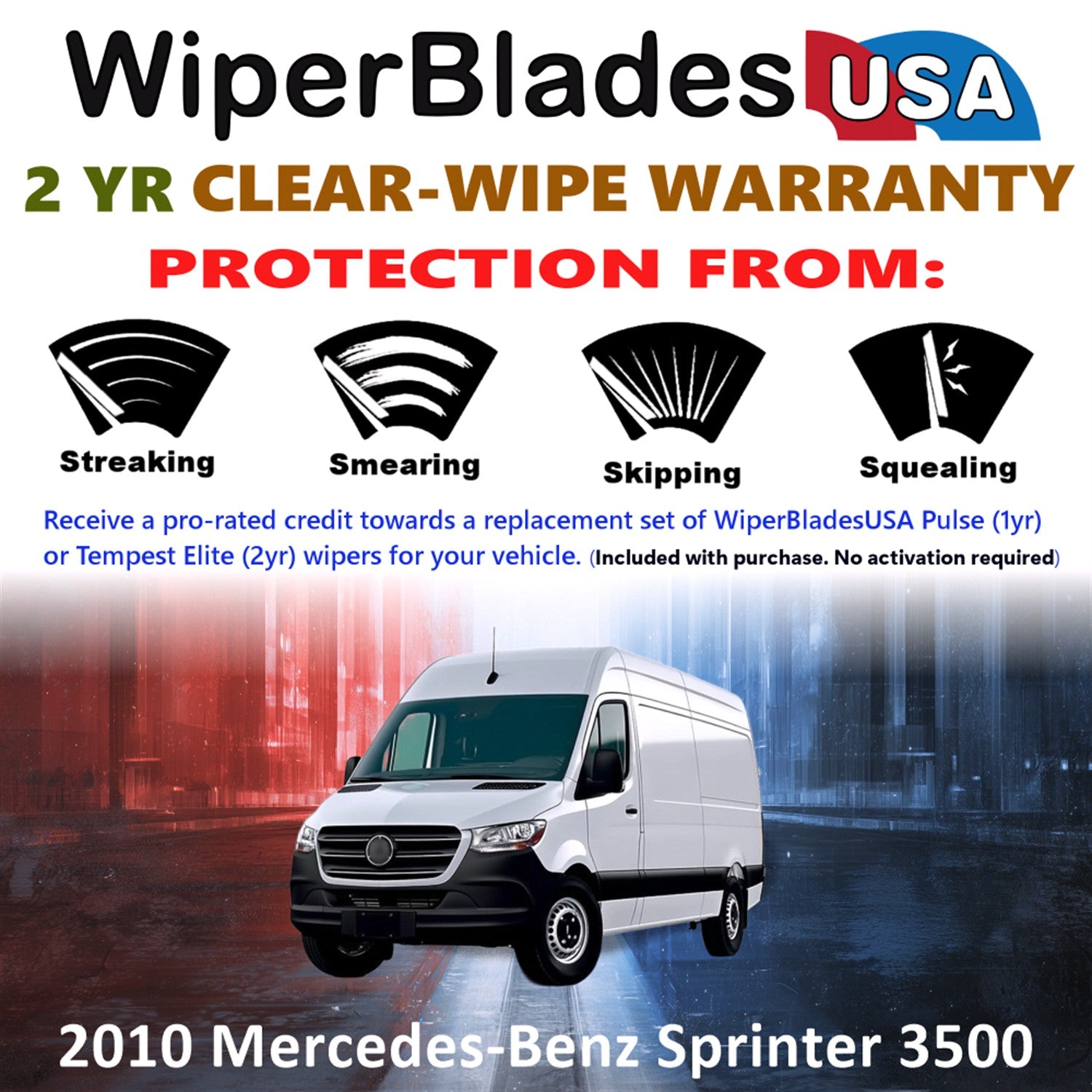 2010 Mercedes-Benz Sprinter 3500 Front Wiper blades Set  Includes 2yr Wear Warranty & Free Delivery