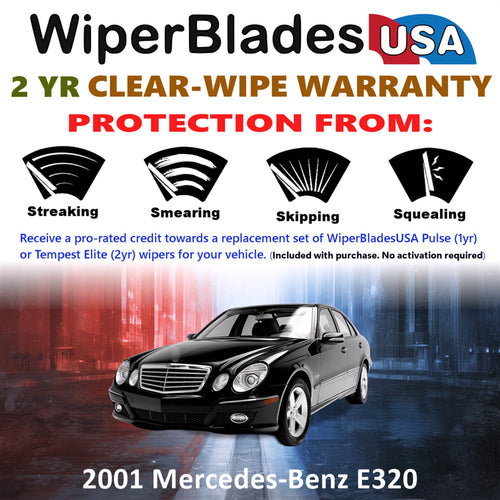 2001 Mercedes-Benz E320 Front Wiper blades Set  Includes 2yr Wear Warranty & Free Delivery