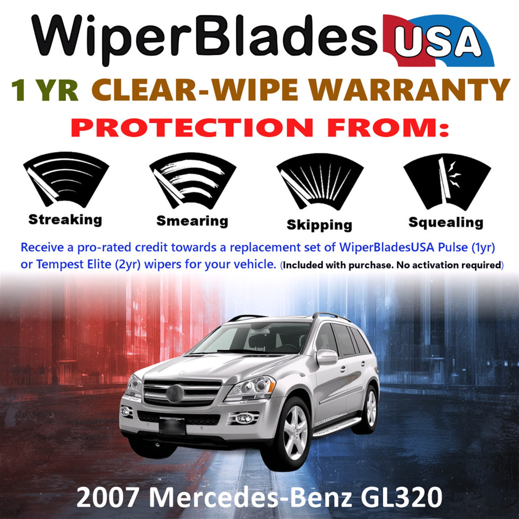 2007 Mercedes-Benz GL320 Front w/Rear Wiper blades Set Includes 1yr Wear Warranty & Free Delivery
