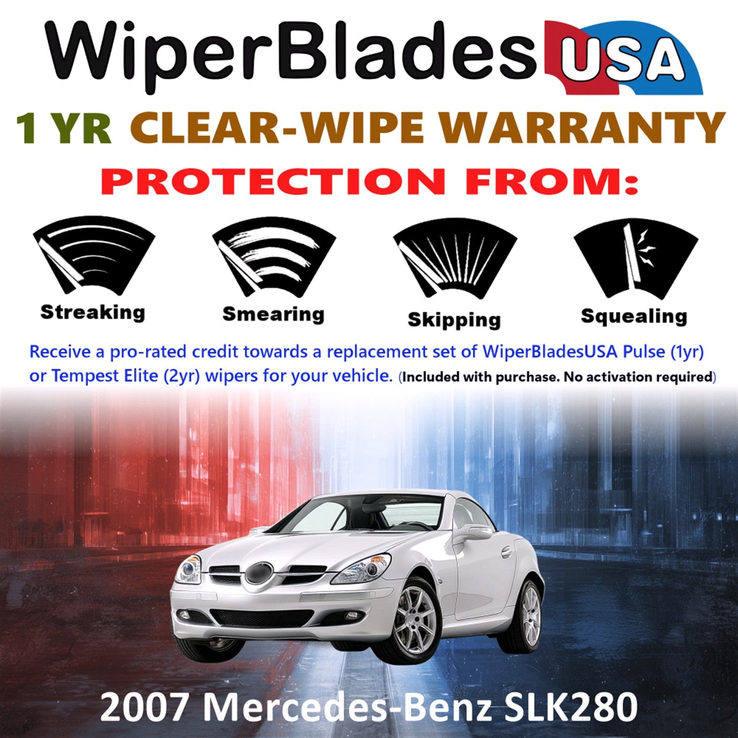 2007 Mercedes-Benz SLK280 Front Wiper blades Set Includes 1yr Wear Warranty & Free Delivery