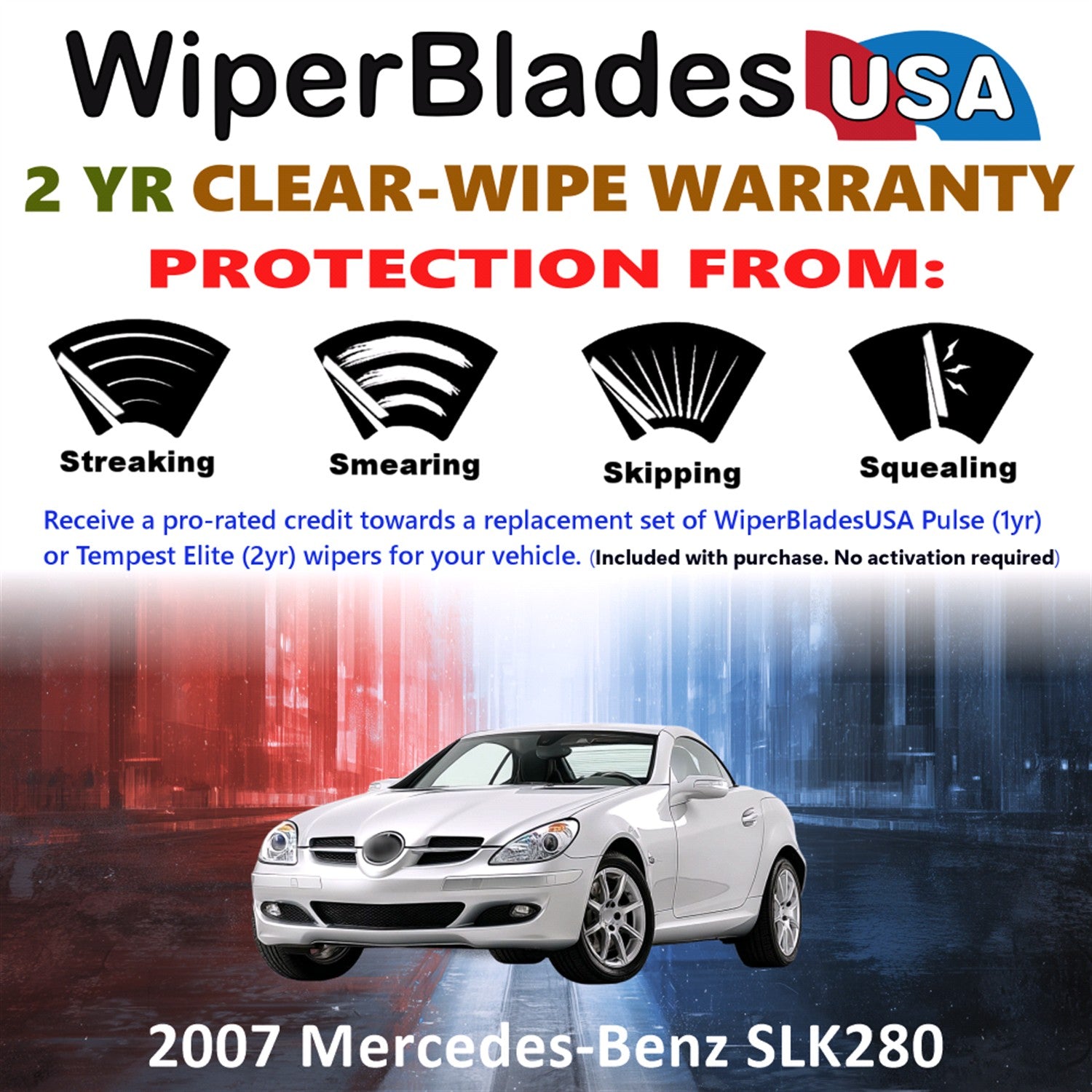 2007 Mercedes-Benz SLK280 Front Wiper blades Set  Includes 2yr Wear Warranty & Free Delivery