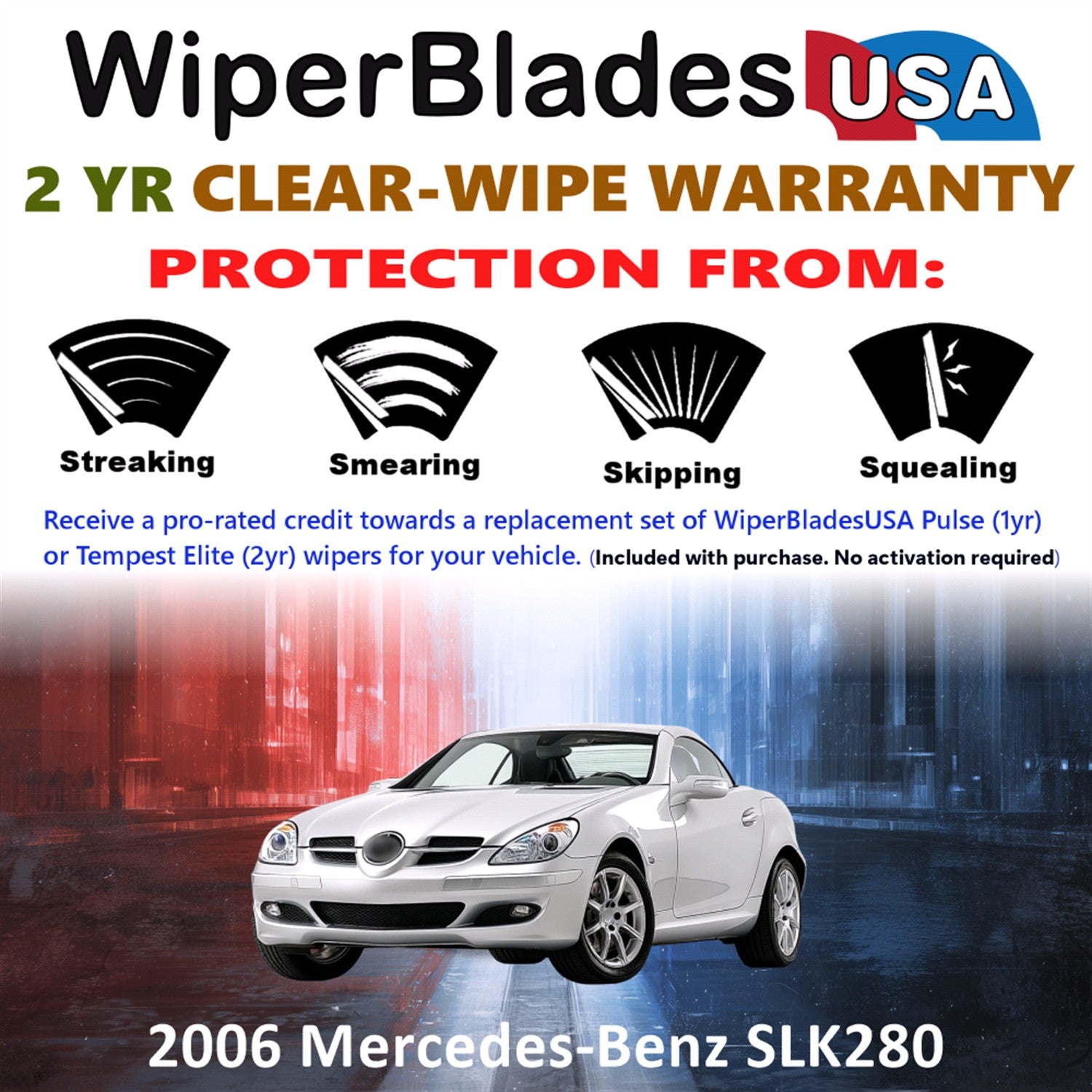 2006 Mercedes-Benz SLK280 Front Wiper blades Set  Includes 2yr Wear Warranty & Free Delivery