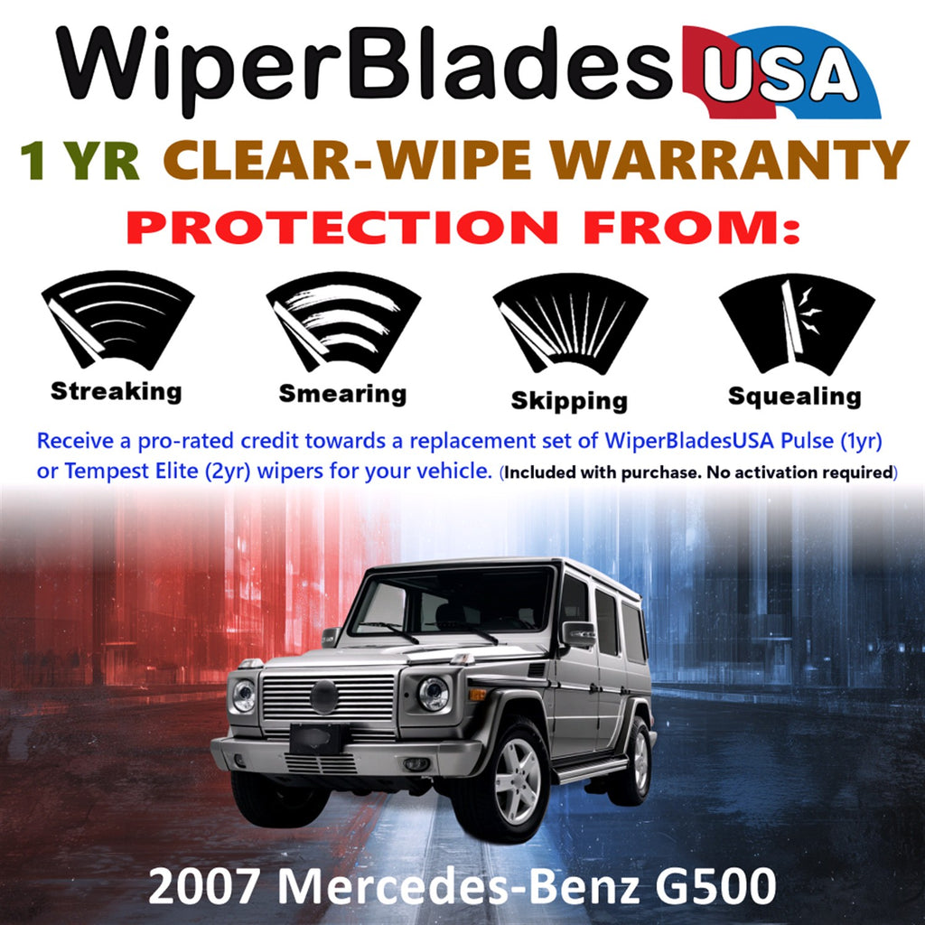 2007 Mercedes-Benz G500 Front w/Rear Wiper blades Set Includes 1yr Wear Warranty & Free Delivery