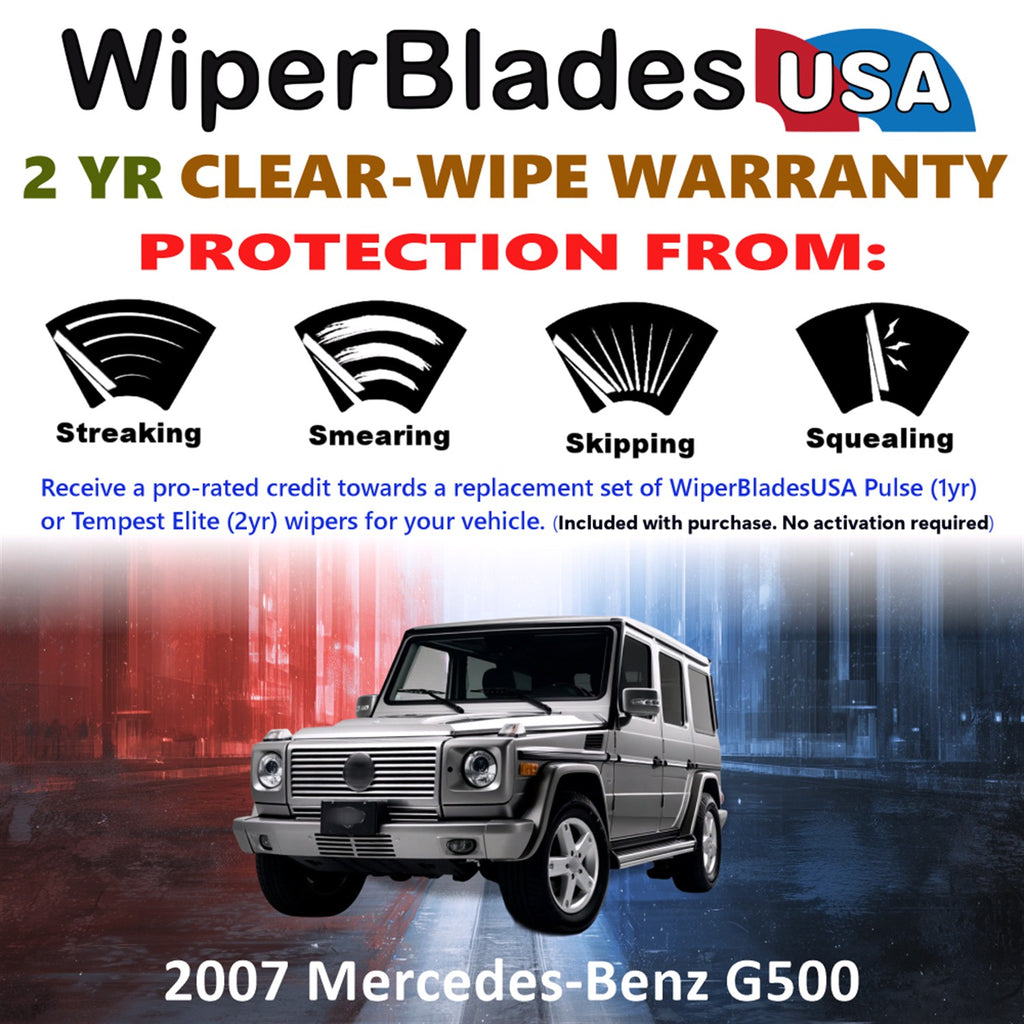 2007 Mercedes-Benz G500 Front w/Rear Wiper blades Set  Includes 2yr Wear Warranty & Free Delivery