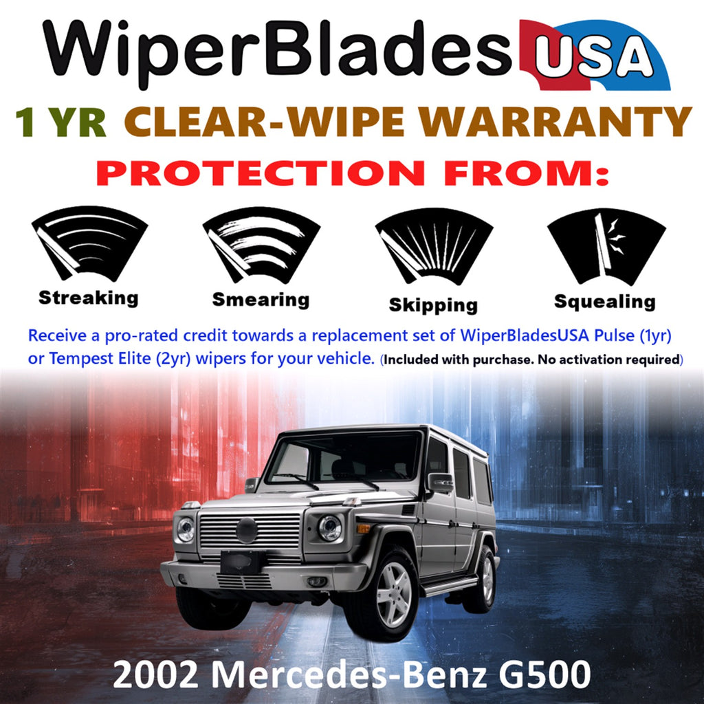 2002 Mercedes-Benz G500 Front Wiper blades Set Includes 1yr Wear Warranty & Free Delivery