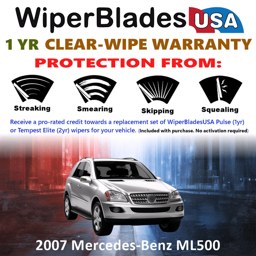 2007 Mercedes-Benz ML500 Front w/Rear Wiper blades Set Includes 1yr Wear Warranty & Free Delivery