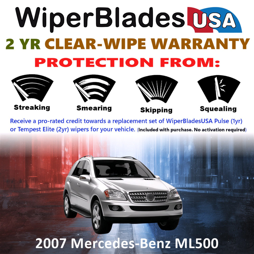 2007 Mercedes-Benz ML500 Front w/Rear Wiper blades Set  Includes 2yr Wear Warranty & Free Delivery
