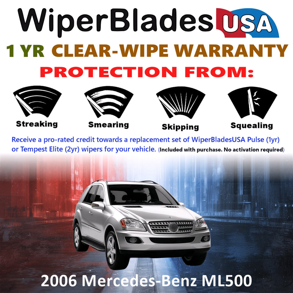 2006 Mercedes-Benz ML500 Front w/Rear Wiper blades Set Includes 1yr Wear Warranty & Free Delivery