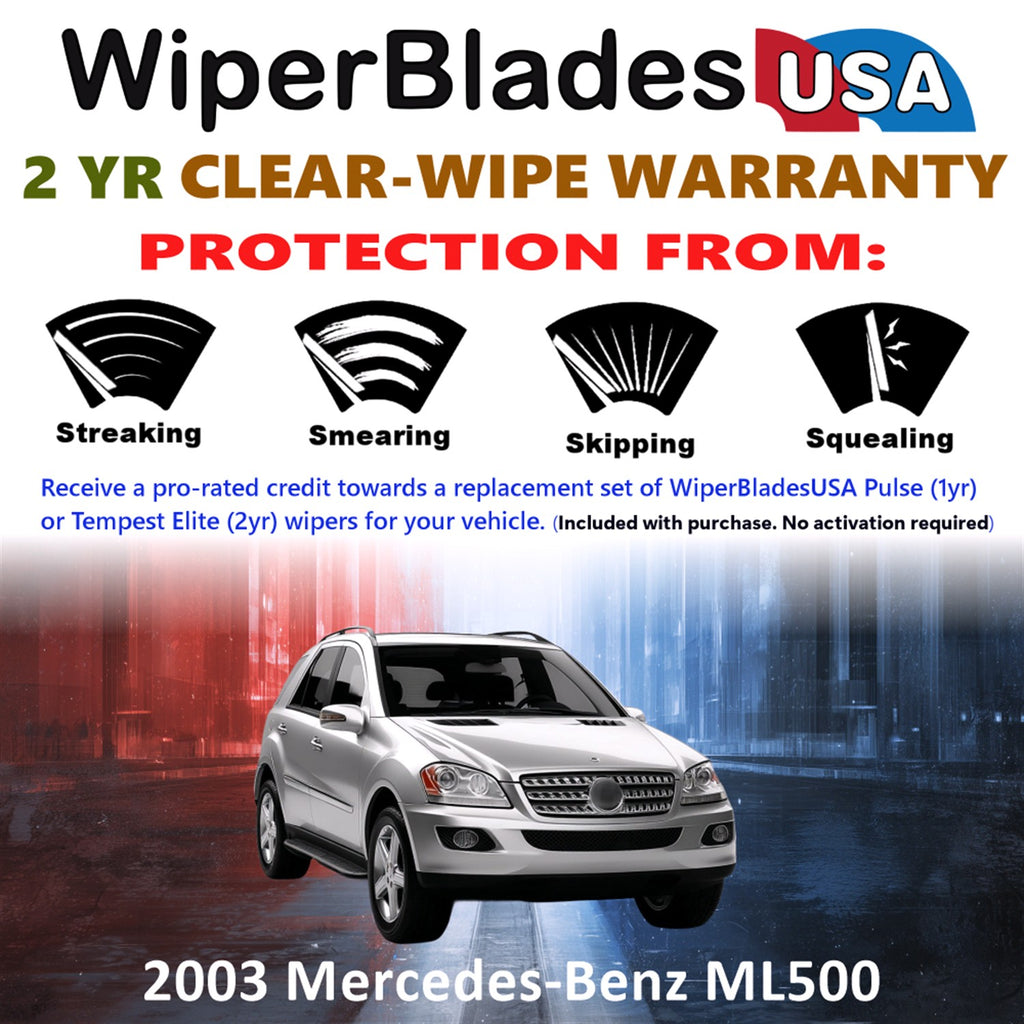 2003 Mercedes-Benz ML500 Front w/Rear Wiper blades Set  Includes 2yr Wear Warranty & Free Delivery