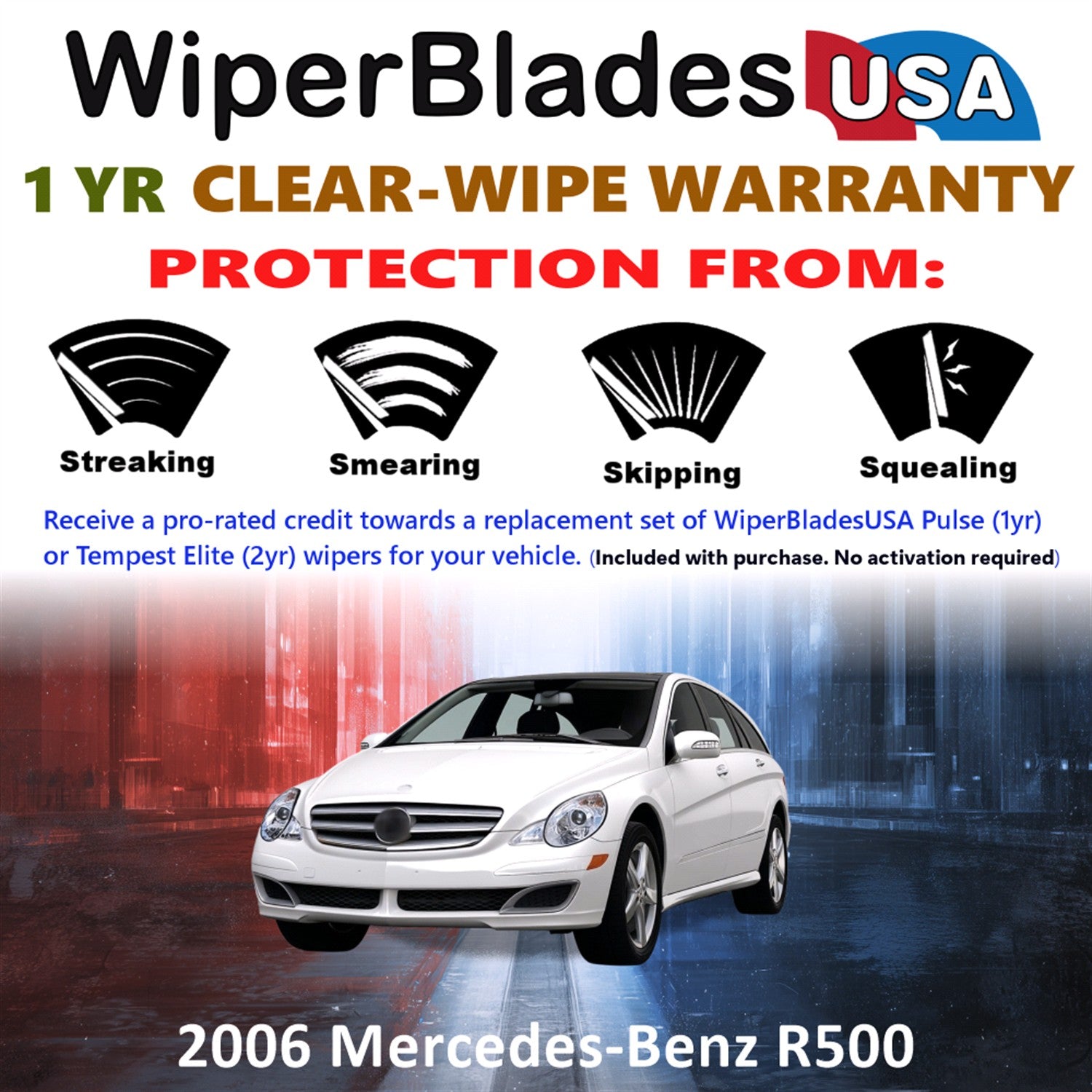2006 Mercedes-Benz R500 Front Wiper blades Set Includes 1yr Wear Warranty & Free Delivery