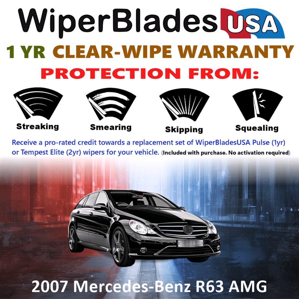 2007 Mercedes-Benz R63 AMG Front w/Rear Wiper blades Set Includes 1yr Wear Warranty & Free Delivery