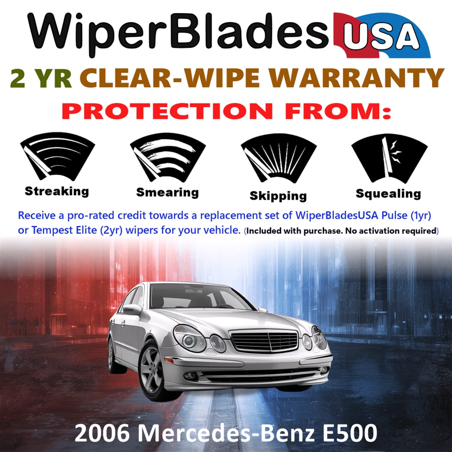 2006 Mercedes-Benz E500 Front Wiper blades Set  Includes 2yr Wear Warranty & Free Delivery