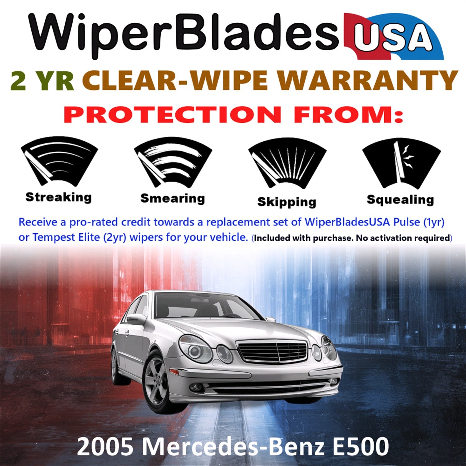 2005 Mercedes-Benz E500 Front Wiper blades Set  Includes 2yr Wear Warranty & Free Delivery