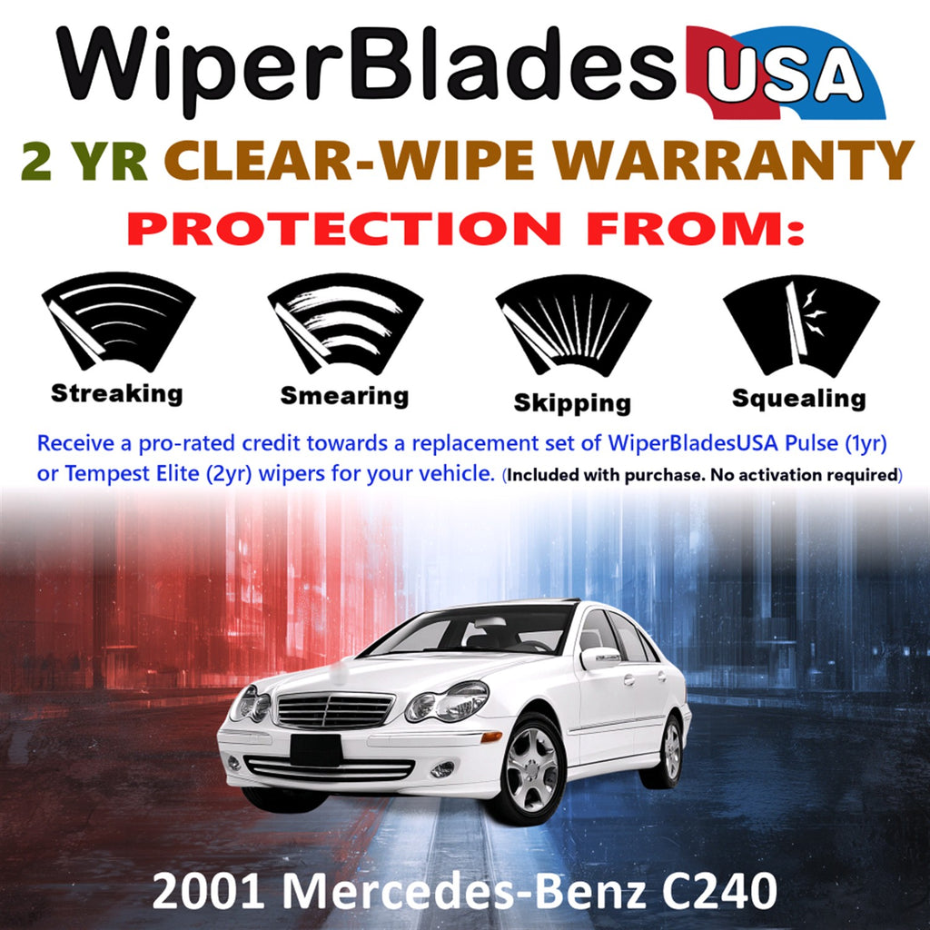 2001 Mercedes-Benz C240 Front Wiper blades Set  Includes 2yr Wear Warranty & Free Delivery