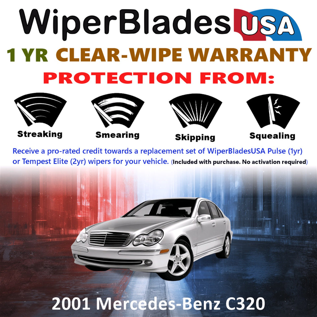 2001 Mercedes-Benz C320 Front Wiper blades Set Includes 1yr Wear Warranty & Free Delivery