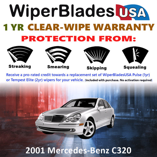 2001 Mercedes-Benz C320 Front Wiper blades Set Includes 1yr Wear Warranty & Free Delivery