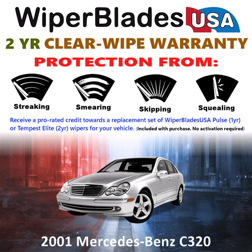 2001 Mercedes-Benz C320 Front Wiper blades Set  Includes 2yr Wear Warranty & Free Delivery