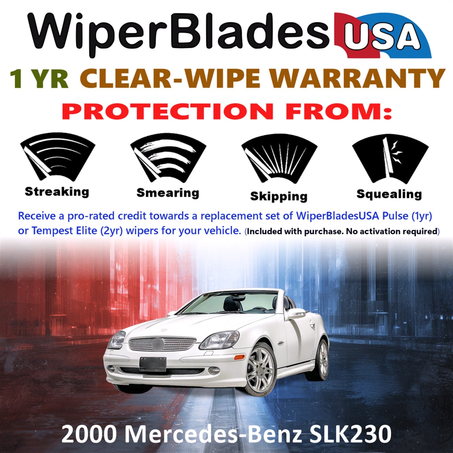 2000 Mercedes-Benz SLK230 Front Wiper blades Set Includes 1yr Wear Warranty & Free Delivery