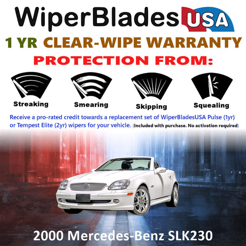 2000 Mercedes-Benz SLK230 Front Wiper blades Set Includes 1yr Wear Warranty & Free Delivery