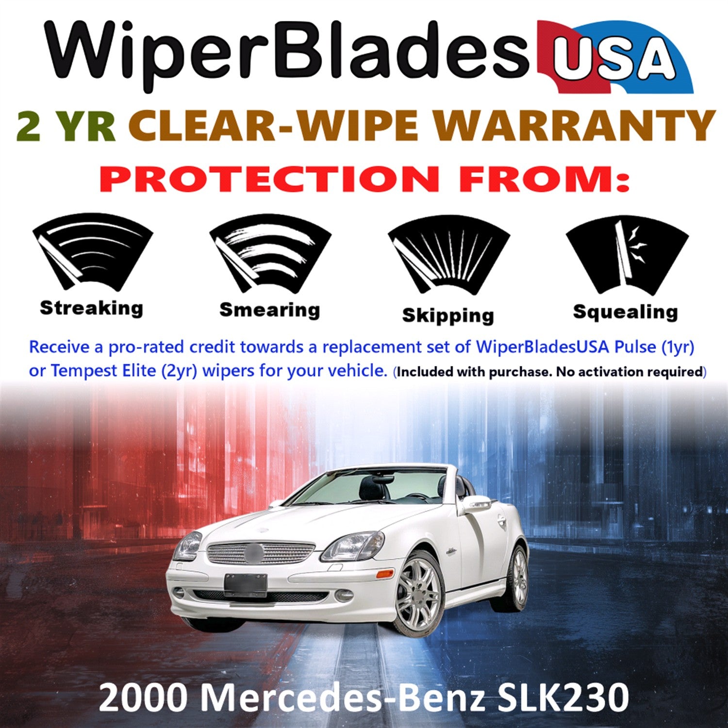 2000 Mercedes-Benz SLK230 Front Wiper blades Set  Includes 2yr Wear Warranty & Free Delivery