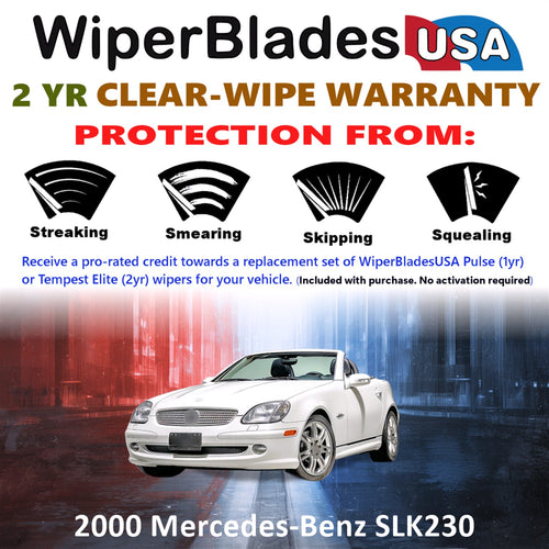2000 Mercedes-Benz SLK230 Front Wiper blades Set  Includes 2yr Wear Warranty & Free Delivery