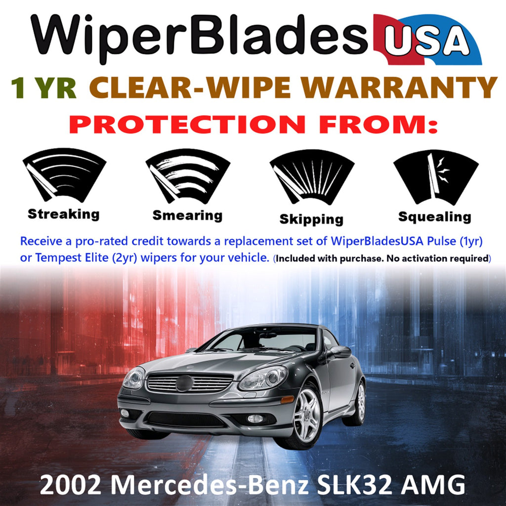 2002 Mercedes-Benz SLK32 AMG Front Wiper blades Set Includes 1yr Wear Warranty & Free Delivery