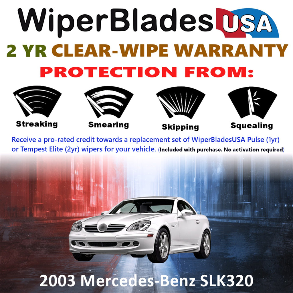 2003 Mercedes-Benz SLK320 Front Wiper blades Set  Includes 2yr Wear Warranty & Free Delivery
