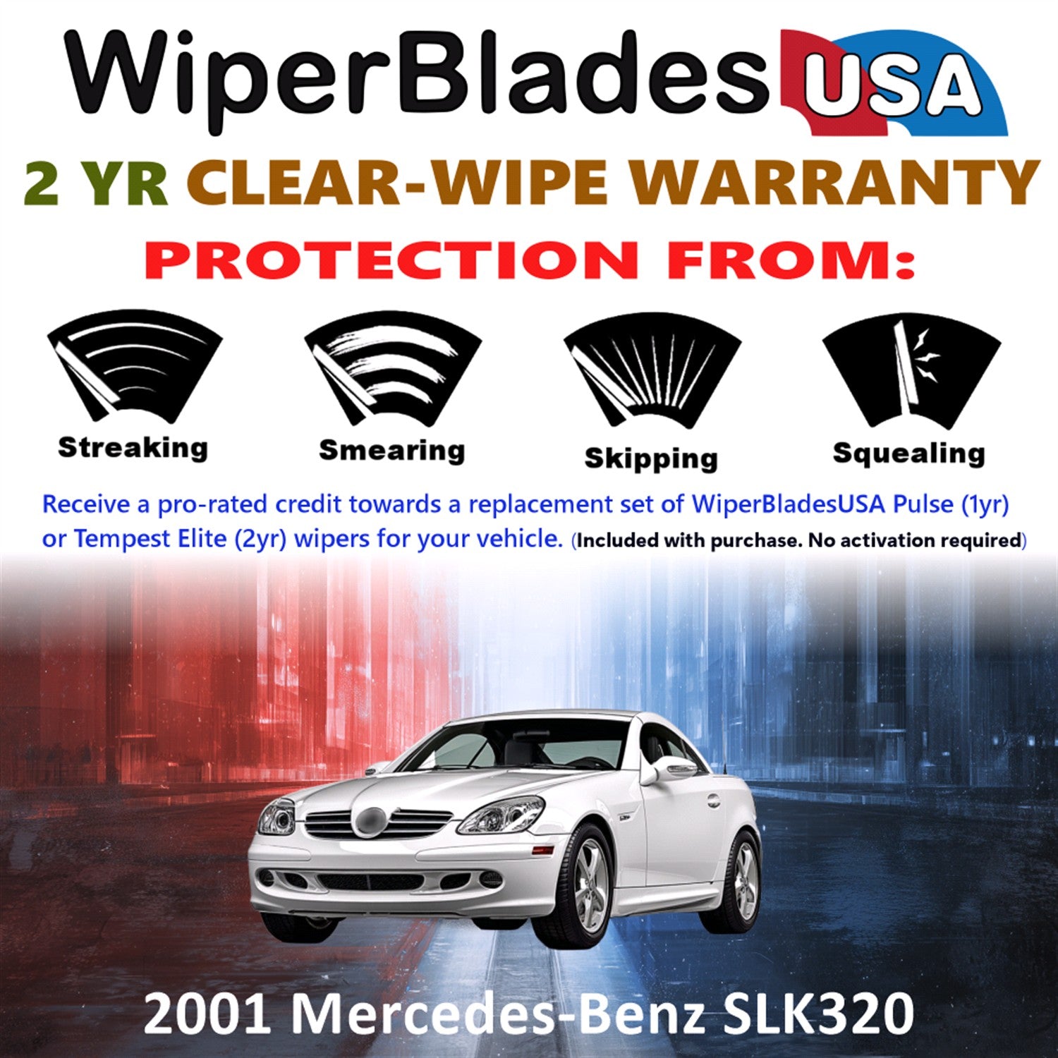 2001 Mercedes-Benz SLK320 Front Wiper blades Set  Includes 2yr Wear Warranty & Free Delivery