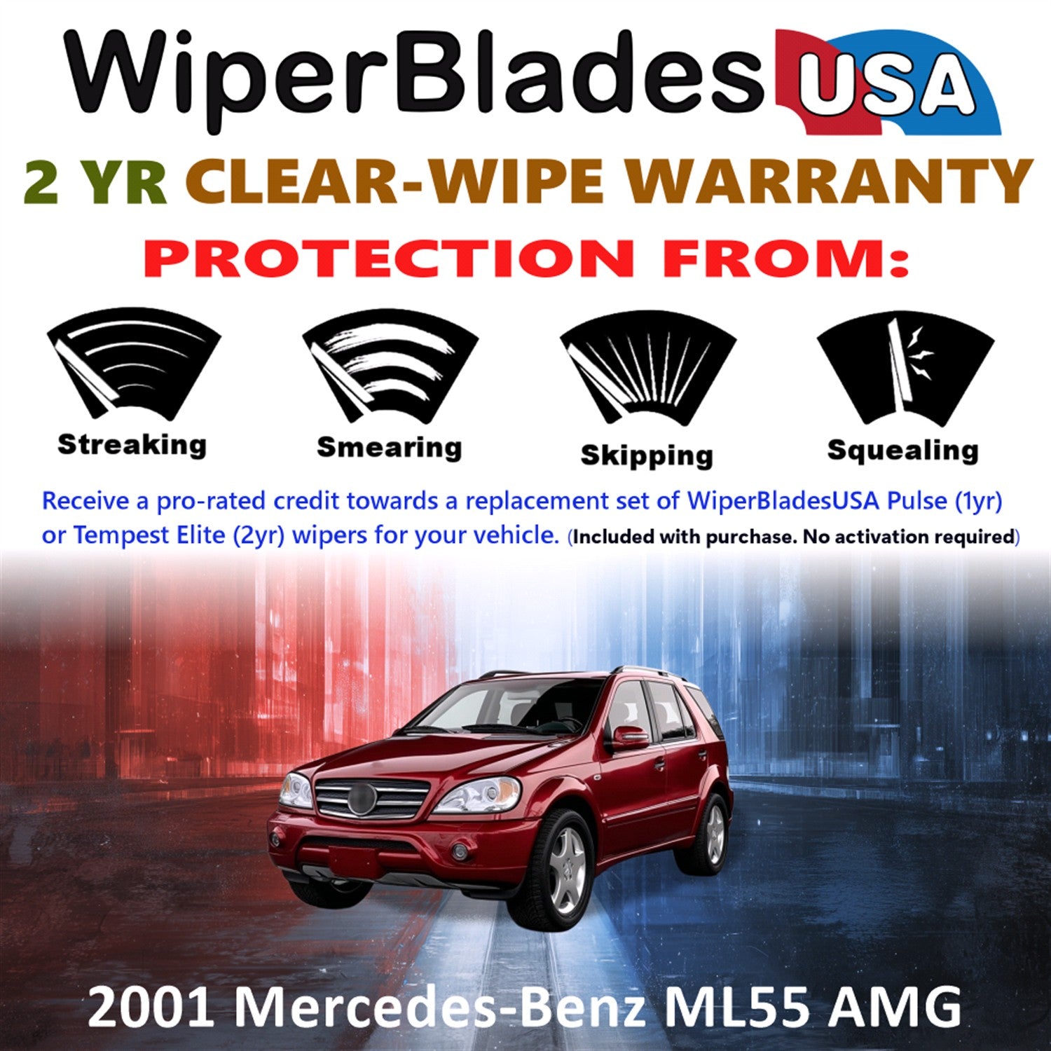 2001 Mercedes-Benz ML55 AMG Front Wiper blades Set  Includes 2yr Wear Warranty & Free Delivery