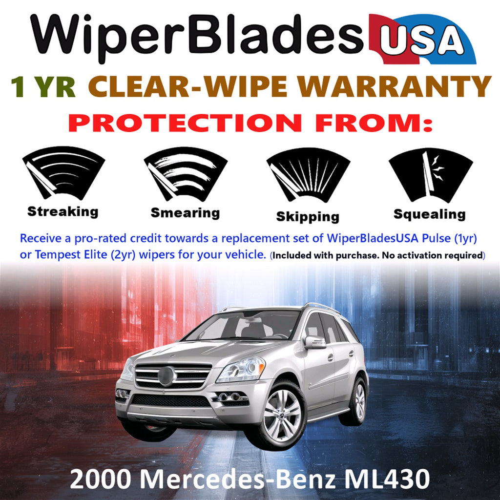 2000 Mercedes-Benz ML430 Front w/Rear Wiper blades Set Includes 1yr Wear Warranty & Free Delivery
