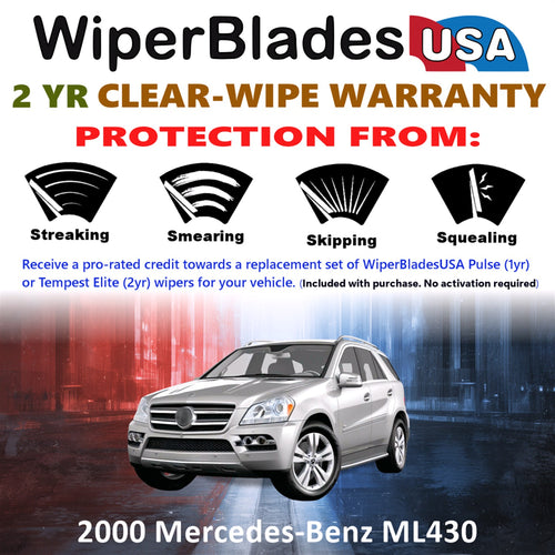 2000 Mercedes-Benz ML430 Front w/Rear Wiper blades Set  Includes 2yr Wear Warranty & Free Delivery