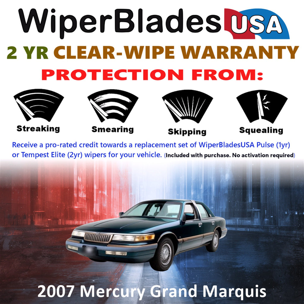 2007 Mercury Grand Marquis Front Wiper blades Set  Includes 2yr Wear Warranty & Free Delivery