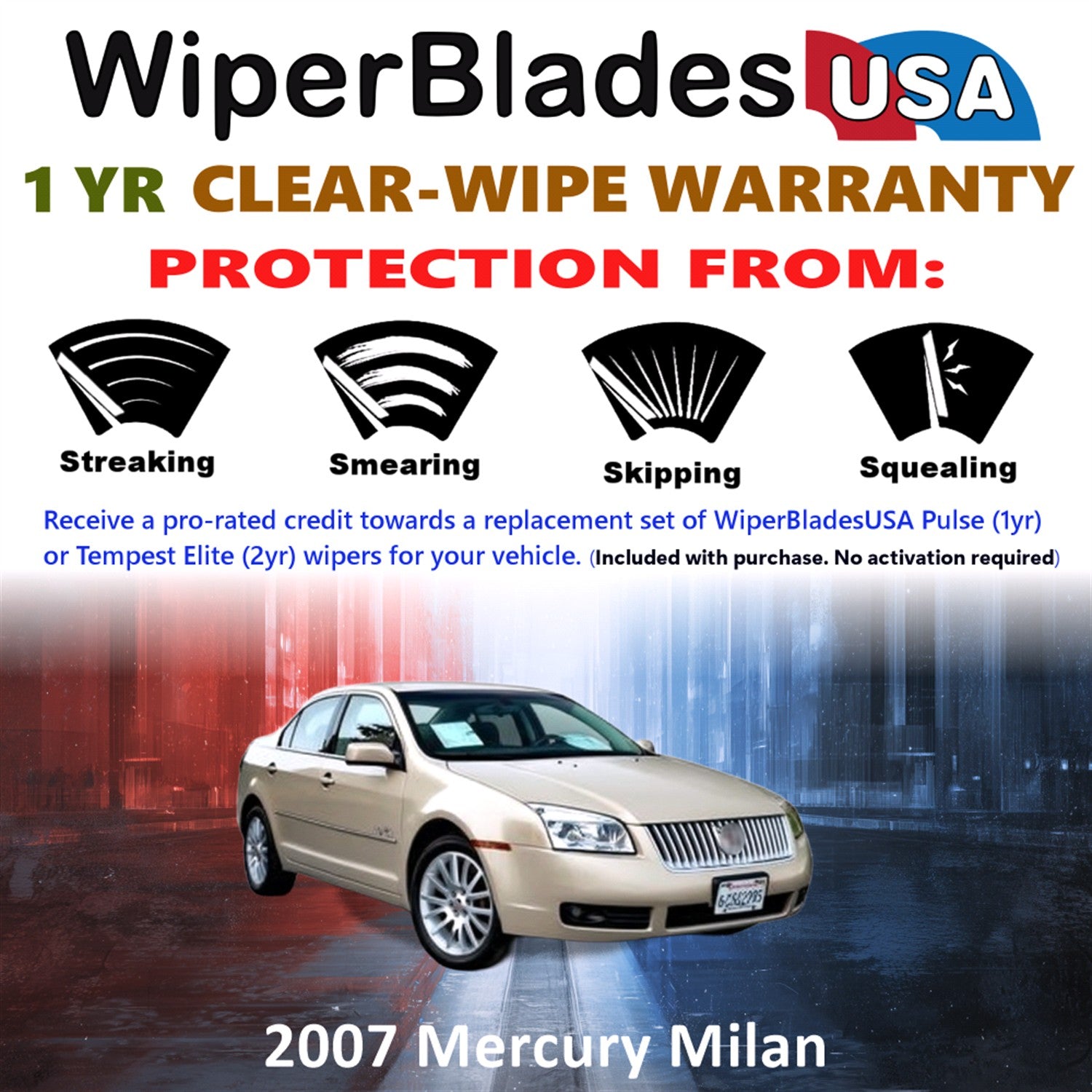 2007 Mercury Milan Front Wiper blades Set Includes 1yr Wear Warranty & Free Delivery