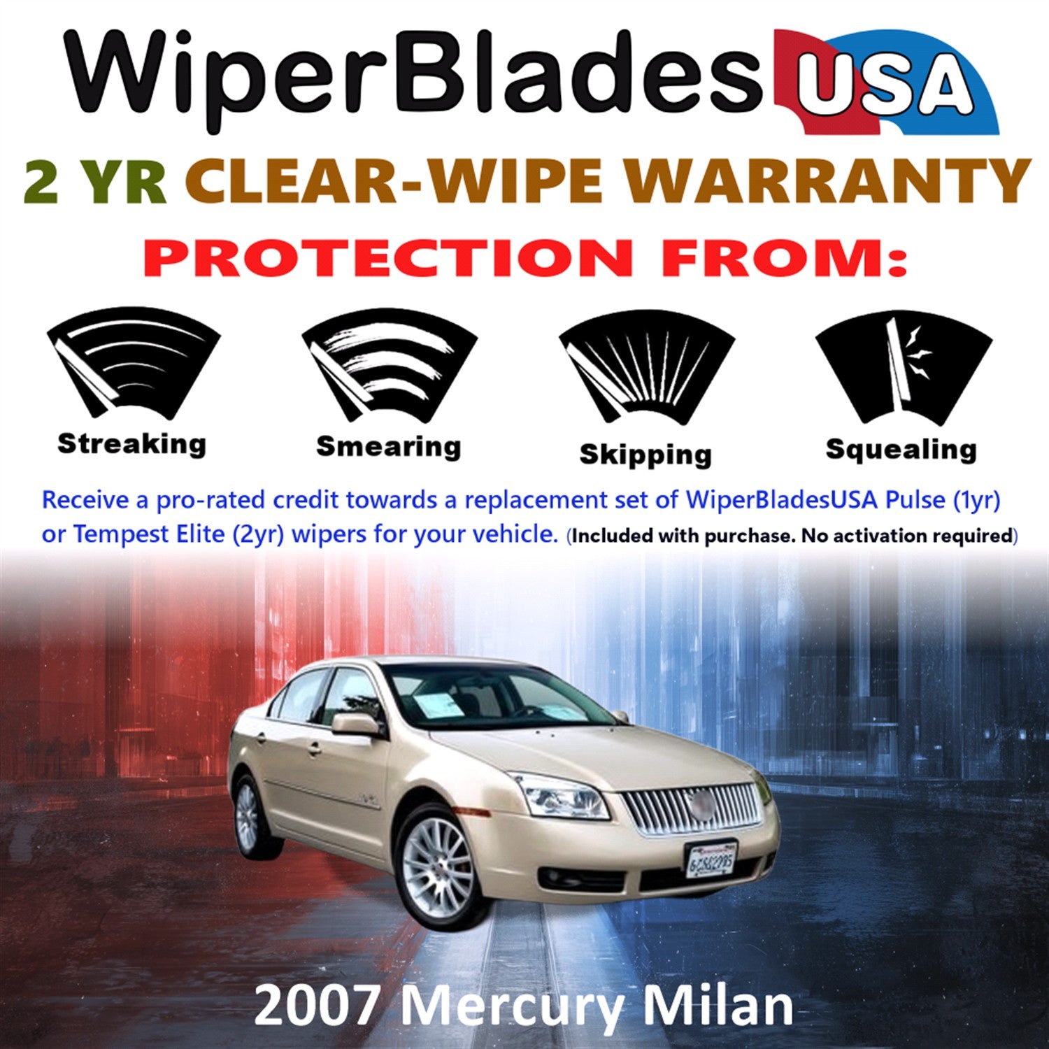 2007 Mercury Milan Front Wiper blades Set  Includes 2yr Wear Warranty & Free Delivery