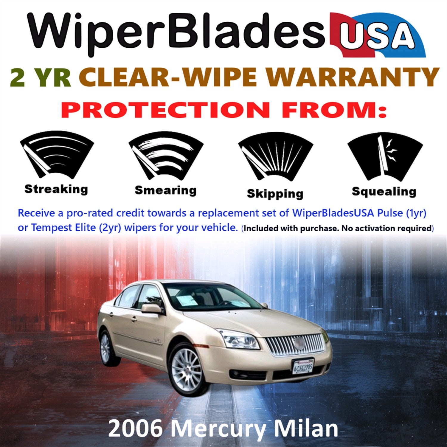 2006 Mercury Milan Front Wiper blades Set  Includes 2yr Wear Warranty & Free Delivery