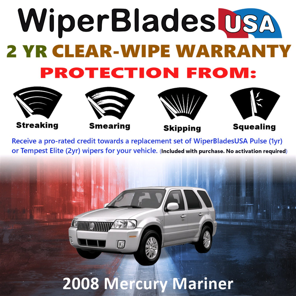 2008 Mercury Mariner Front w/Rear Wiper blades Set  Includes 2yr Wear Warranty & Free Delivery