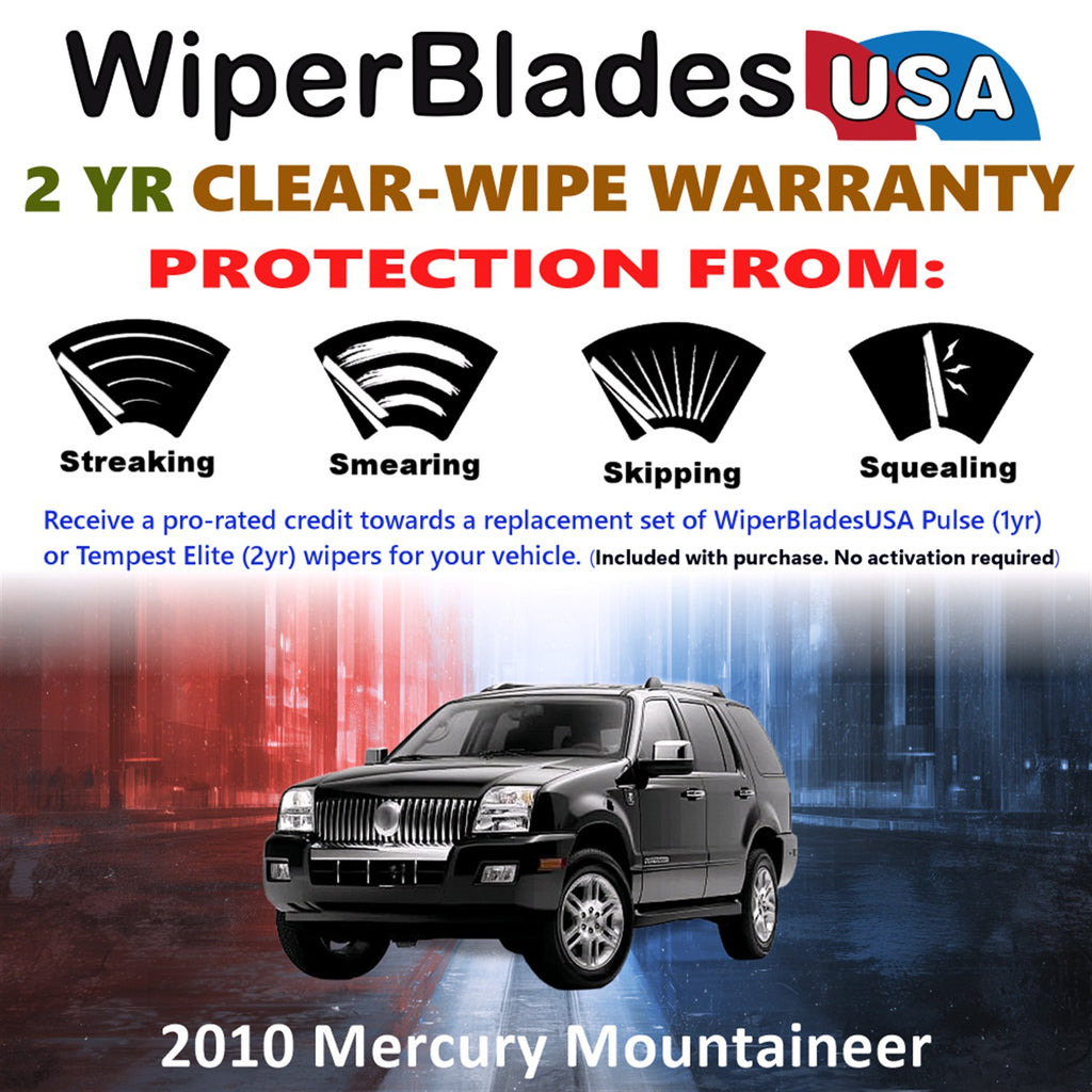 2010 Mercury Mountaineer Front w/Rear Wiper blades Set  Includes 2yr Wear Warranty & Free Delivery