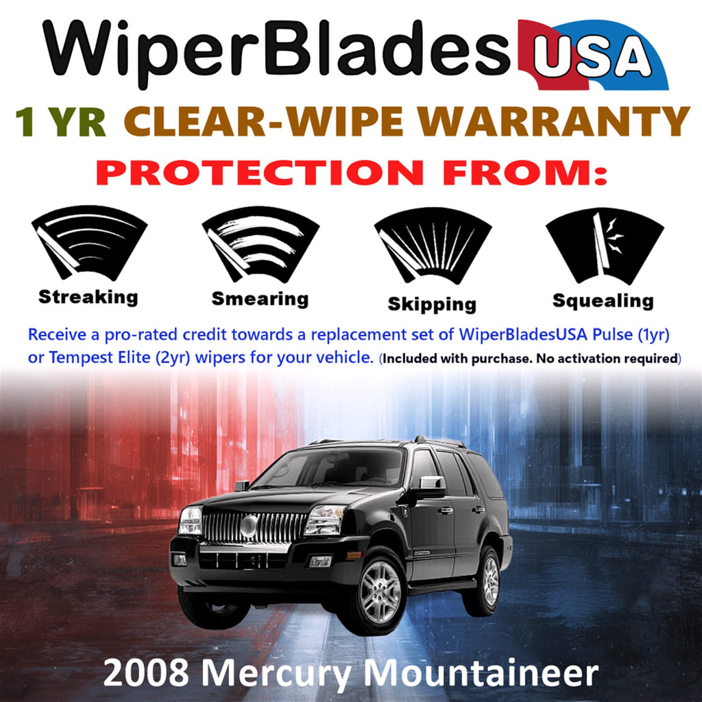 2008 Mercury Mountaineer Front Wiper blades Set Includes 1yr Wear Warranty & Free Delivery